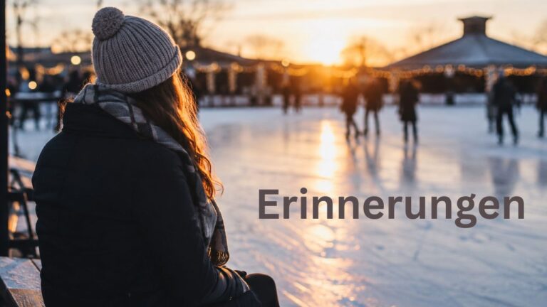 Frau blickt auf eine Eisfläche im Abendlicht – Sinnbild für Erinnerungen und vergangene Erlebnisse