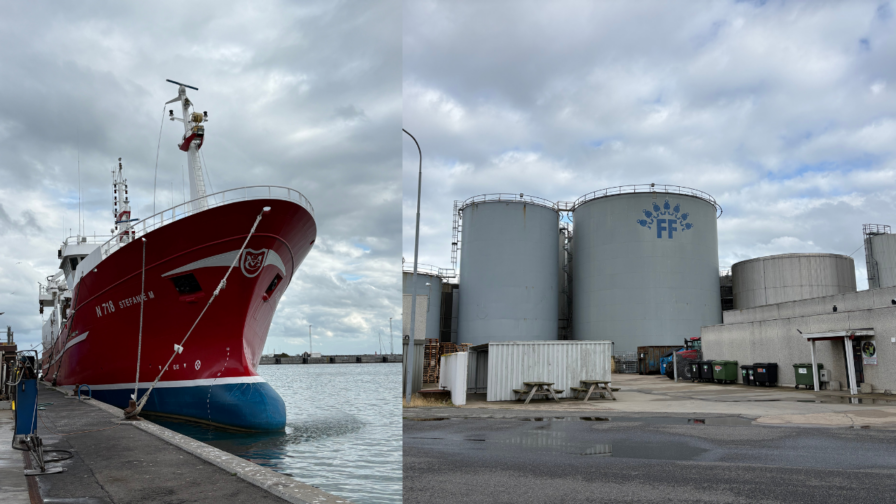 Fischerboot und Hafenanlagen im Hafen von Skagen in Nordjütland