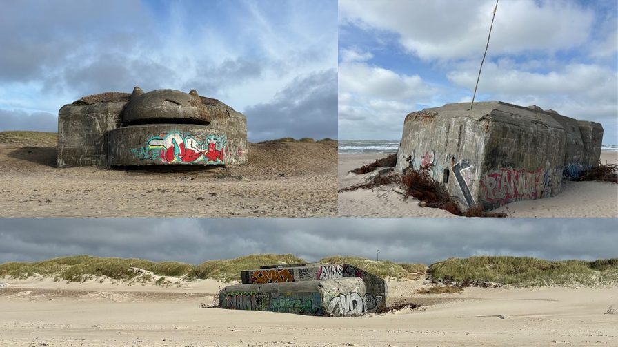 Bunker aus dem Zweiten Weltkrieg am Strand von Thyborøn an der dänischen Nordseeküste