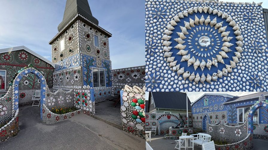 Sneglehuset in Thyborøn – mit Muscheln und Schneckenhäusern kunstvoll verzierte Fassade